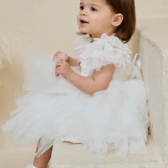 BRAND NEW baby teter warm baptism wedding flower girl lace tulle dress size 9M - Picture 3 of 9